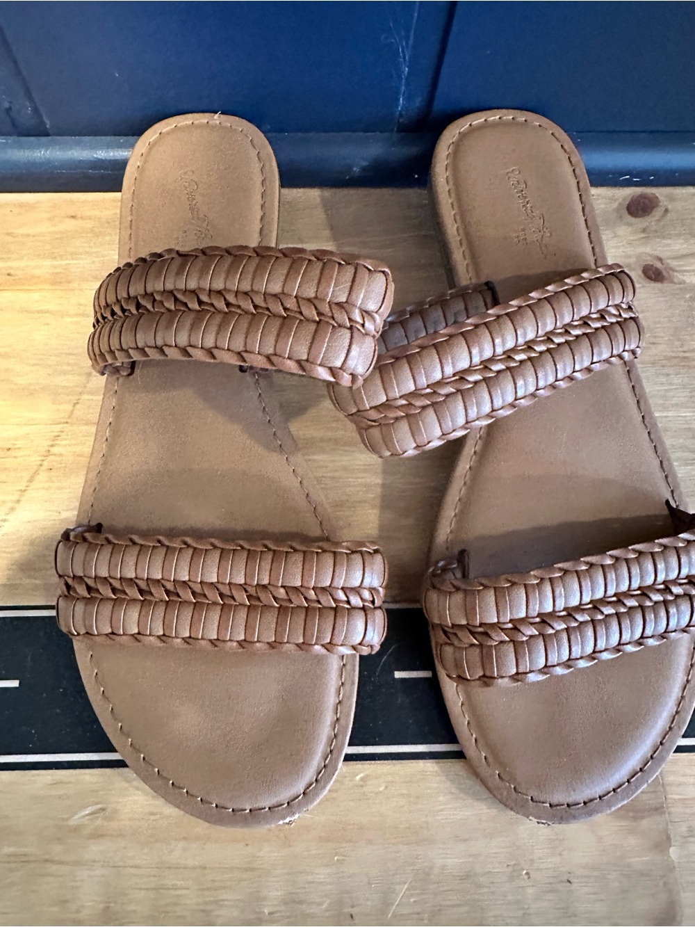 a new day Braided Double-Strap Slide Sandals — Brown